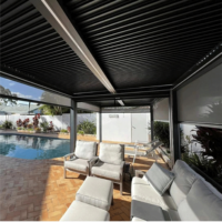 Sistemas de Pérgolas con Recubrimiento de Polvo de Aluminio, Pérgola Exterior con Control Motorizado para Techo de Terraza de Jardín