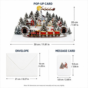 Tarjetas <span class=keywords><strong>de</strong></span> Felicitación Navideñas 3D Pop-up al por Mayor: Diseño <span class=keywords><strong>de</strong></span> Tren, Trineo <span class=keywords><strong>de</strong></span> Santa, Muñeco <span class=keywords><strong>de</strong></span> Nieve, Árbol <span class=keywords><strong>de</strong></span> Navidad y Capilla - Tarjetas <span class=keywords><strong>de</strong></span> Agradecimiento para las Fiestas - Product Image 4