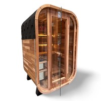 Mini sauna extérieur en cèdre rouge chauffé au bois pour 2 personnes avec contrôle Wi-Fi et fenêtres en transom – Idéal pour la maison