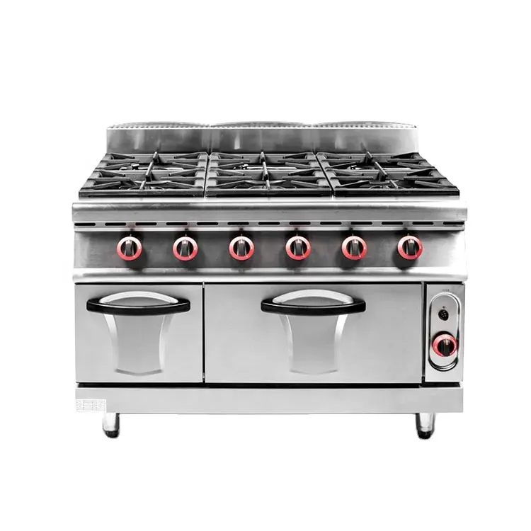 Grace Commercial Food Service Equipment Stainless Steel 6 Burner Gas Cooking Range With Oven