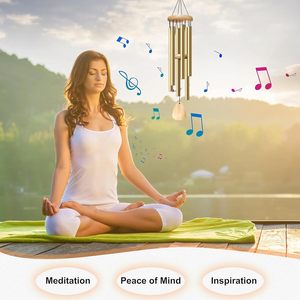 37-inch light gold aluminum garden wind chimes, classical music festival gifts, outdoor and indoor ornaments - Product Image 2