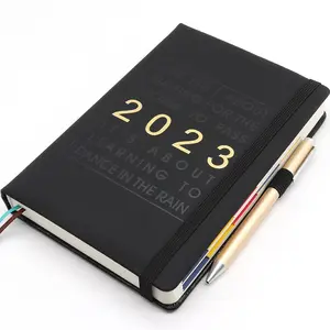 Útiles escolares de oficina A5 PU cuero diario personalizado cuaderno diario personalizado 2023 planificador año 2023