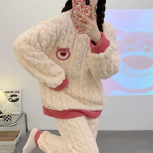 <span class=keywords><strong>Pigiama</strong></span> da donna manica lunga invernale <span class=keywords><strong>in</strong></span> <span class=keywords><strong>pile</strong></span> di corallo morbido cartone animato pigiami da <span class=keywords><strong>bambina</strong></span> - Product Image 4