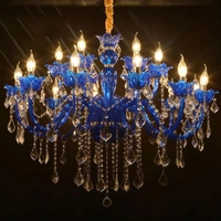 Lámpara de Araña Moderna Europea de Cristal Luminoso Azul, Iluminación Interior para Sala de Estar, Dormitorio, Salón de Banquetes, Material de Vidrio, Alimentación CA