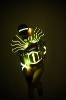 Robe de danse cyberpunk LED noire, costume de robot lumineux pour soirée dansante, justaucorps pour boîte de nuit pour adultes