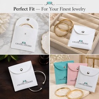 Pochette à bijoux en microfibre personnalisée avec logo en relief, fermeture à bouton-pression, emballage enveloppe pour bague, collier, bracelet, boucles d'oreilles