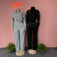 Setelan 2 Potong Jaket Crop Tali Serut Wanita dan Celana Panjang 2026 Baru Musim Dingin Gugur Celana Jogger Olahraga Setelan Dua Potong Pakaian Wanita