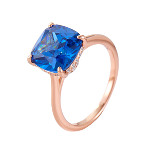 <span class=keywords><strong>Bague</strong></span> en <span class=keywords><strong>argent</strong></span> de luxe de haute qualité 925 bijoux en <span class=keywords><strong>argent</strong></span> Sterling plaqué or Rose coussin <span class=keywords><strong>saphir</strong></span> <span class=keywords><strong>bleu</strong></span> Zircon pierres précieuses bagues bijoux femmes - Product Image 6