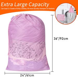 Wholesale <b>Large</b> Mesh Laundry Bag 24*36inch Heavy Duty Mesh Laundry Bags Drawstring Lockable Laundry Hamper Liner - Product Image 3