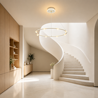 Lámpara de Techo LED de Lujo con Anillo Circular, Estilo Moderno para Comedor y Sala de Estar, en Dorado/Blanco/Negro