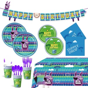 Décorations de fête d'<span class=keywords><strong>anniversaire</strong></span> sur le thème de <span class=keywords><strong>Fortnite</strong></span> pour une ambiance festive et une mise en scène optimale, inspirées des meilleures ventes de jeux vidéo en papier sur le thème de l'alpaga. - Product Image 3