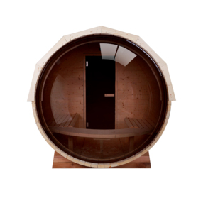 Sauna panoramique en tonneau de côtes avec fenêtre en acrylique en pin ou cèdre pour 2-8 personnes - Product Image 5