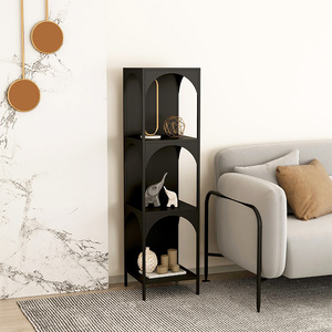 Estantería Metálica Abierta, Librería <span class=keywords><strong>Pequeña</strong></span>, Mueble de 4 Niveles, Estante de Almacenamiento Esquinero, Estantería Cúbica <span class=keywords><strong>Blanca</strong></span> y Negra - Product Image 3