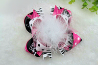 Joli bandeau élastique fait main pour bébés filles, style européen et américain, avec nœud superposé imprimé vache et plumes