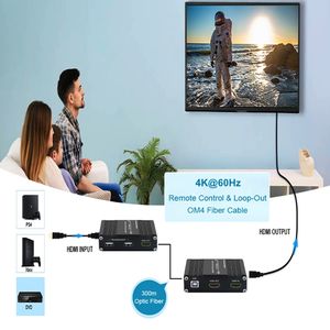 Commutateurs intelligents 109KVM Mini 4K 60Hz 2.0 HDCP 2.2 KVM USB sur <span class=keywords><strong>fibre</strong></span> optique multimode OM4 Convertisseur de média Autres commutateurs - Product Image 6