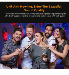 Microphone dynamique sans fil UHF double canal portable Xtuga U-250, cardioïde, en métal, avec suppression du bruit, pour performances, conférences et spectacles en direct - Product Image 6