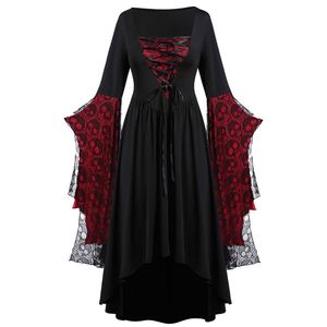 Vestido Gótico Vintage de Halloween para Mujer, Disfraz de Novia Fantasma Medieval, Vestido de Vampiresa con Estampado de Calabaza, Traje de Cosplay - Product Image 4