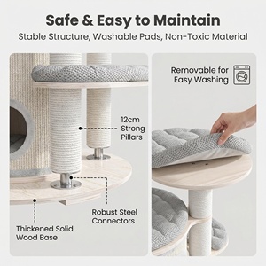 Tour pour <span class=keywords><strong>chat</strong></span> en bois de luxe multi-niveaux extra large de 1,7 m, en contreplaqué E0, avec poteau à gratter en corde de papier pour plusieurs chats - Product Image 2