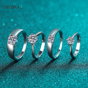 S925 실버 커플 반지 모이사나이트 약혼 반지 0.5ct 1ct 세트 - Product Image 3