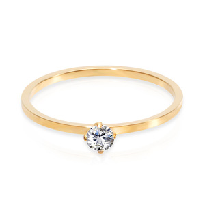 Simple <b>Diamond</b> <b>Ring</b> 1mm Stainless Steel Three Color Prong Setting For Women Gift Jewelry - Product Image 3