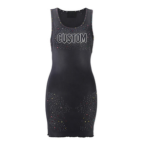 <span class=keywords><strong>Robe</strong></span> mini <span class=keywords><strong>moulante</strong></span> Y2K personnalisée pour femme, sans manches, côtelée, imprimée <span class=keywords><strong>camouflage</strong></span>, avec strass, style débardeur et jupe gilet - Product Image 4