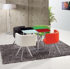 Bàn Đàm Phán Hiện Đại, Kính Cường Lực Kết Hợp Bàn Ăn Và Ghế Bốn Người, Bàn Cà Phê Nhỏ - Product Image 4