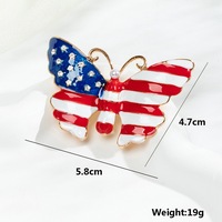 Nouvelle Broche Papillon Drapeau Américain Jour de l'Indépendance, Épingle Métallique Tendance Mode Mariage Effet Goutte d'Huile, Campagne Transfrontalière