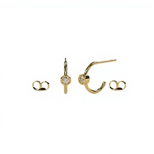 Pendientes de Aro Minimalistas Chapados en Oro de 18K y 14K con Diamantes Cultivados en Laboratorio de Corte Brillante Redondo, Pendientes para Uso Diario de Mujer - Product Image 2