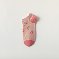 Femmes Mignon Fruits Motif Coton Sport Cheville Bateau Pas Montrer Chaussettes Anti-Goutte Rose Fraise Fille Chaussettes