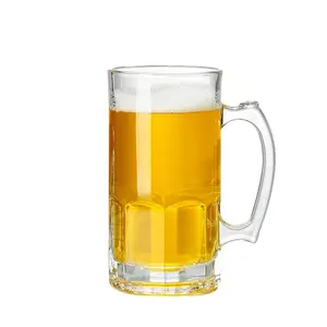 Taza de cerveza de cristal con mango, logo personalizado, 500 ml, 16 oz, 1 litro