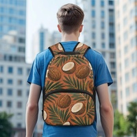 Sac à dos d'étudiant personnalisé de 17 pouces avec motif de palmier de coco des îles du Pacifique pour l'école et les voyages
