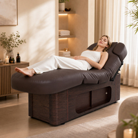 Table de massage électrique à 4 moteurs avec base en bois et tiroirs de rangement, lit de spa confortable avec coussin chauffant intégré pour le réchauffement