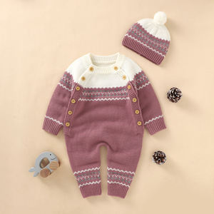<strong>Baby</strong> Romper <strong>Winter</strong> Autumn Long Sleeve Newborn Boy Girl <strong>Clothes</strong> Infant Knitted Jumpsuit+ Hat Outfits Warm Kid Toddler Clothing - Product Image 5