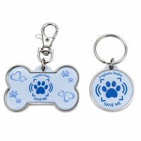Étiquette personnalisée NFCGP217 pour animaux de compagnie avec bord métallique et design en résine pour l'identification des chiens et des chats, gestion des animaux de compagnie, appairage Bluetooth et Wi-Fi