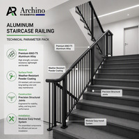 Balustrade en aluminium au design moderne, alliage T6063, rampe d'escalier pour bâtiment commercial, certifiée CE, fabricant fiable, OEM