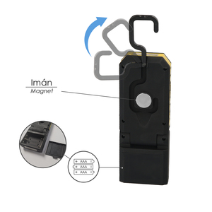 Torcia LED professionale multifunzionale compatta e pieghevole, alimentata a batteria (3 AAA), 210 lumen, 2 modalità di illuminazione, con magnete - Product Image 4