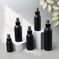 Bouteilles vides en aluminium de jet de protection solaire de parfum rechargeables 40ml 50ml 100ml 120ml 150ml bouteilles noires mates de liquide de l'eau avec la pompe
