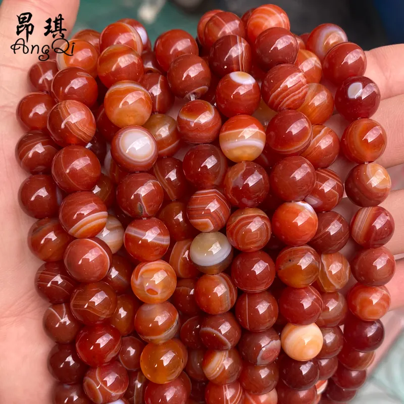 Wholesale Blue Green Purple Red Striped Agate Stone Beads 8mm 10mm Loose Gemstone Beads For Jewelry Making DIY