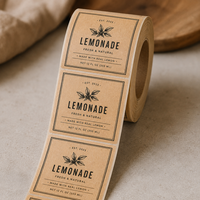 Rouleau d'étiquettes personnalisées en papier kraft recyclé, résistant à l'eau et inscriptible, auto-adhésives pour boîtes de thé et bougies parfumées