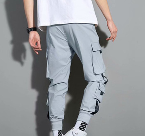 Pantalons cargo pour hommes, pantalons de survêtement pour jeunes hommes et adolescents, couleur unie, multi-poches, nouvelle collection 2024 - Product Image 3