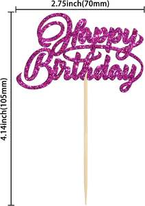 Adornos para Cupcakes de Feliz Cumpleaños con Brillantina, Decoraciones para Cupcakes con Temática de Halloween y Aniversario - Product Image 3