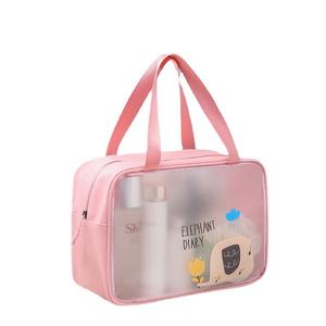 Bolsa de cosméticos transparente de PVC con asa, estuche de almacenamiento de maquillaje impermeable para uso en el dormitorio - Product Image 5