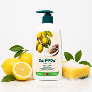 Anti-Odor Lemon Scent Gentle Dishwashing <b>Liquid</b> with Hand-Care Formula for Grease and Food Odor Removal 500 ml Palmera Home Care - Product Image 1