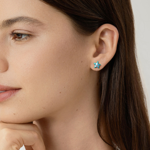 Pendientes de cobre con forma de estrella con incrustaciones de circonita, joyería de moda linda para regalo unisex - Product Image 6