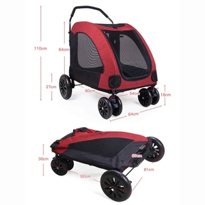 Carrinho luxuoso dobrável, carrinho para cachorro de tamanho médio e grande, 4 rodas - Product Image 3