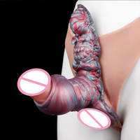 Alien Penis-Hülle mit Penisring und Klitoris-Stimulator, Silikon-Penisvergrößerer, G-Punkt-Stimulation, Paar-Sexspielzeug für Männer