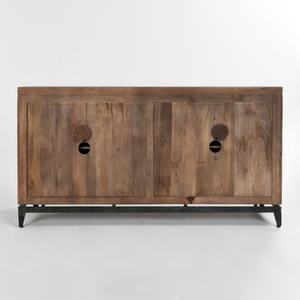 Aparador de Madera Vintage Francés con 4 Puertas, Base de Metal, Mueble Buffet de Madera - Product Image 3