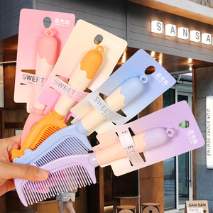 Peigne à cheveux doux en plastique couleur macaron, antistatique, grand format, pour voyage - Product Image 1