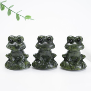 Venta al por mayor de adornos de rana de jade natural Xiu, tallado artesanal de cristal, piedra curativa, decoración para el hogar, regalo - Product Image 4