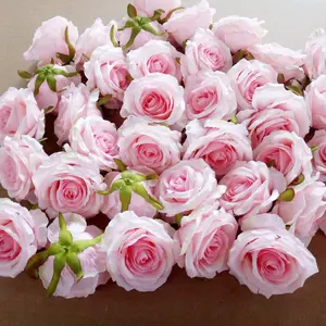 D-RH005 prix raisonnable fabricant professionnel prix de gros blanc artificiel rose fleur têtes pour fleur organiser